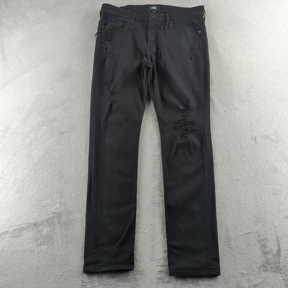 Paige Jeans Mens 36 Black Lennox Slim Fit Transcend‎ Distressed Denim Made USA